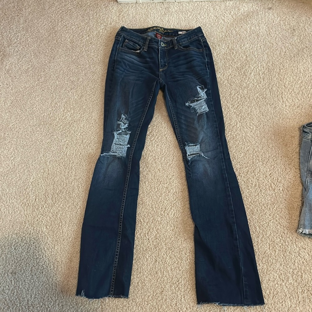 Dark blue Arizona jeans size 0 bootcut ripped jeans barely worn